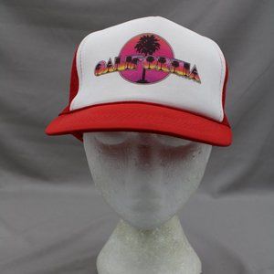 Vintage Screened Trucker Hat - Neon Pink California Graphic - Adult Snapback